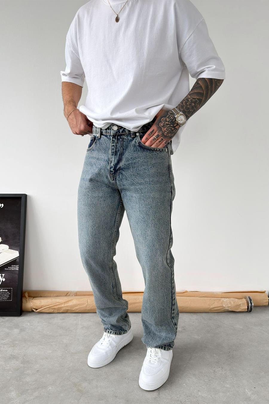 Dokulu Buz Mavi Soft Degrade Regular Pantolon