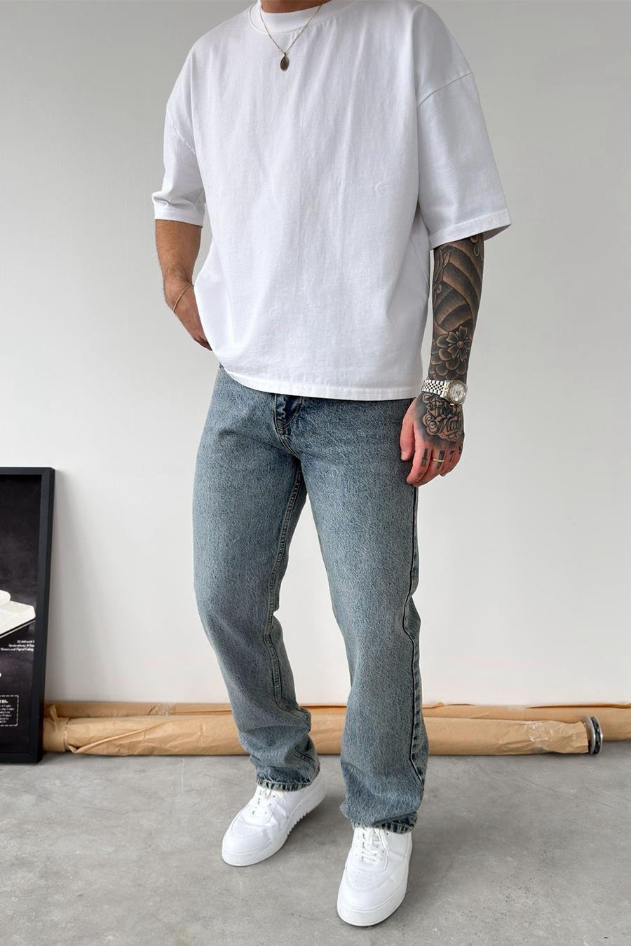 Dokulu Buz Mavi Soft Degrade Regular Pantolon