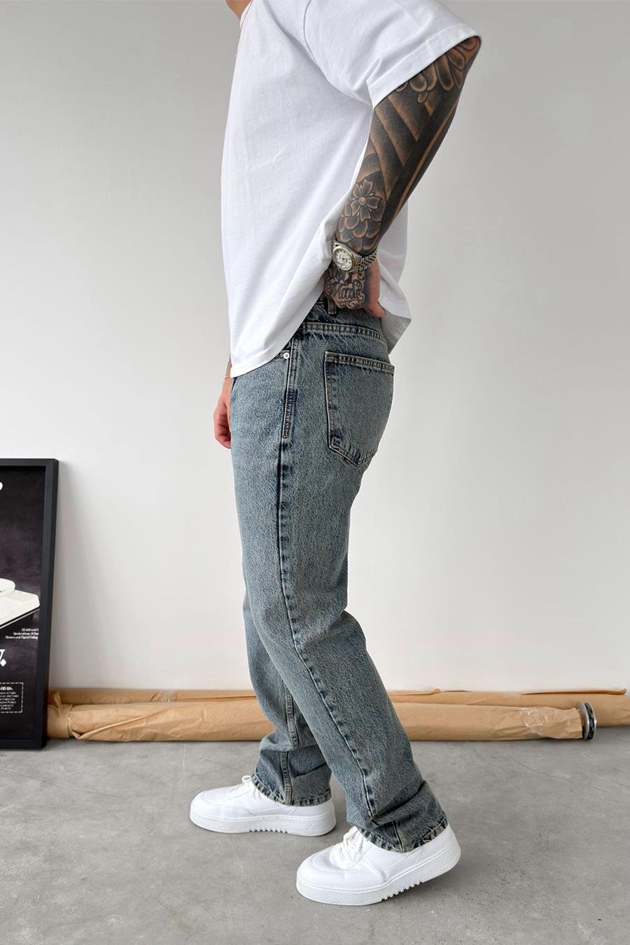 Dokulu Buz Mavi Soft Degrade Regular Pantolon