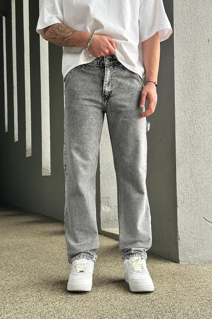 Dokulu Kar Yıkama Dokulu  Tasarım Cepli R1 DL Baggy Pantolon