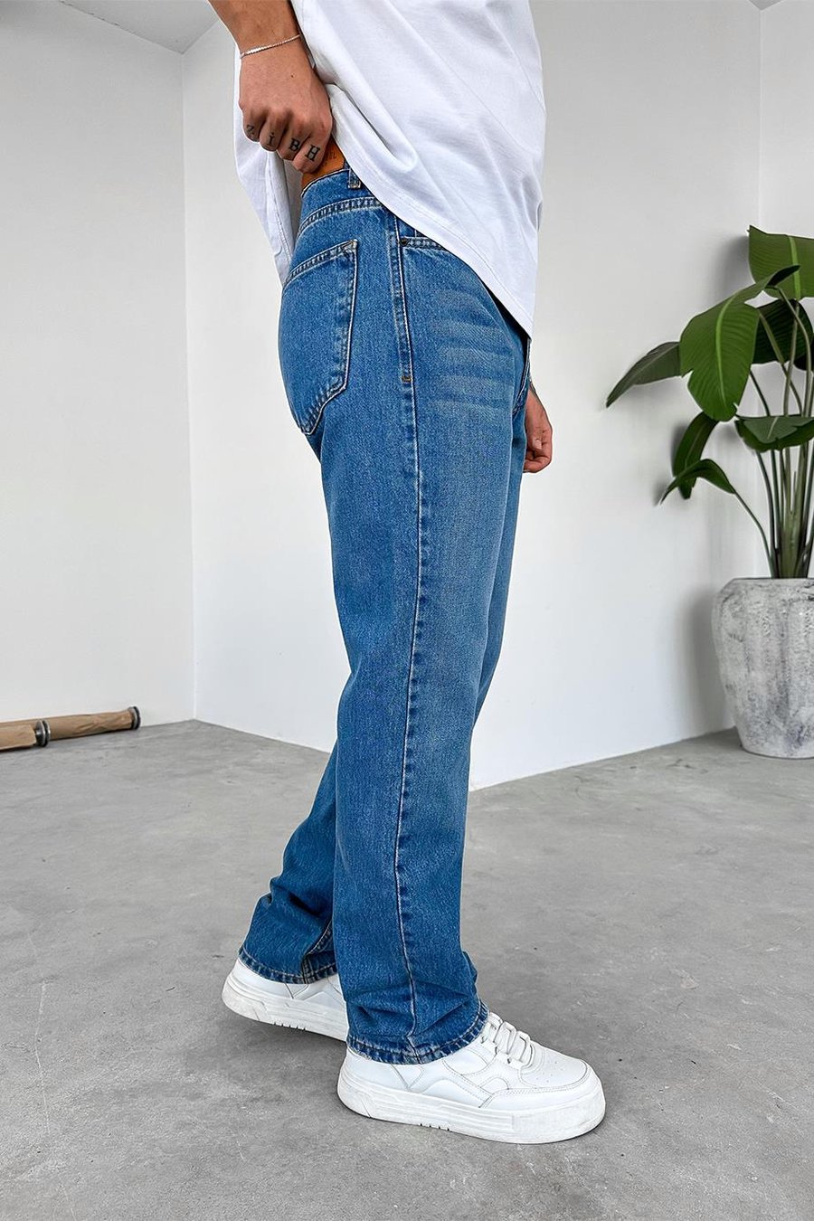 Dokulu Mavi Soft Degrade Premium Baggy Pantolon
