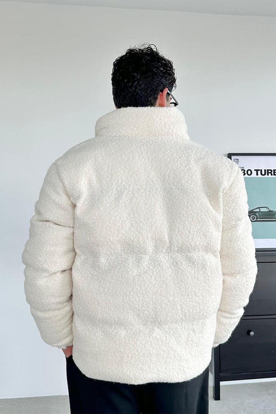 Ekru Büyük Cepli Teddy Şişme Mont