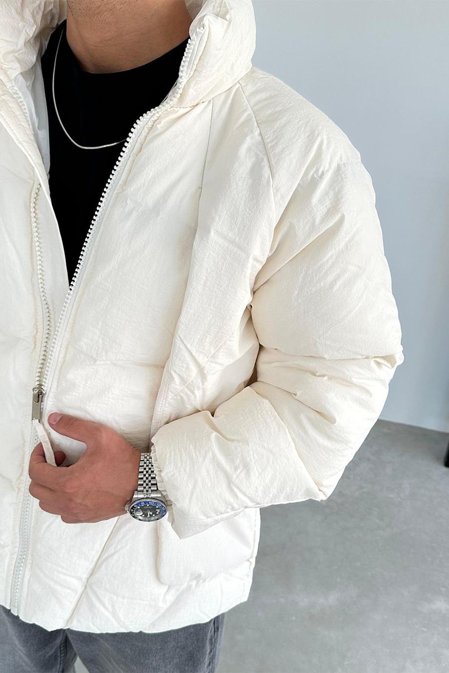 Ekru Tasarım Cepli Şişme Mont