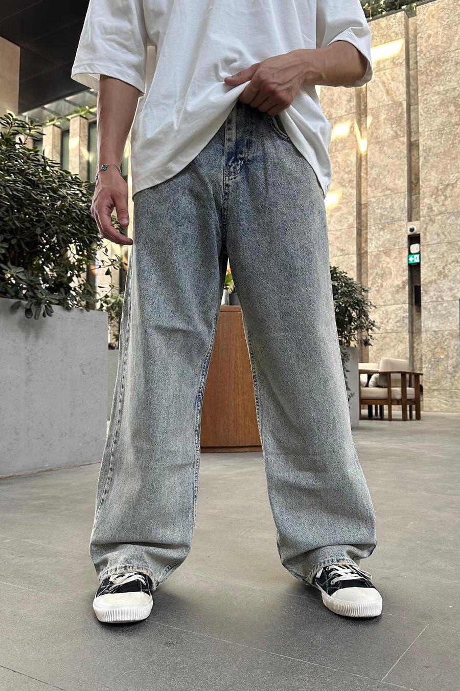 Eskitme Buz Mavi 11 GO Ekstra Bol Baggy Pantolon