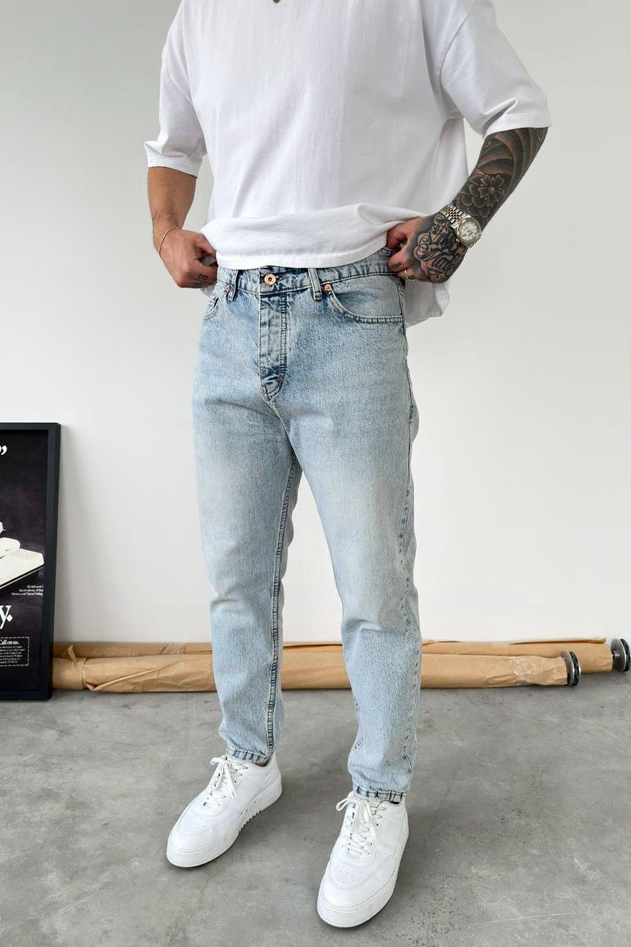 Eskitme Buz Mavi Soft Degrade Boyfriend Pantolon