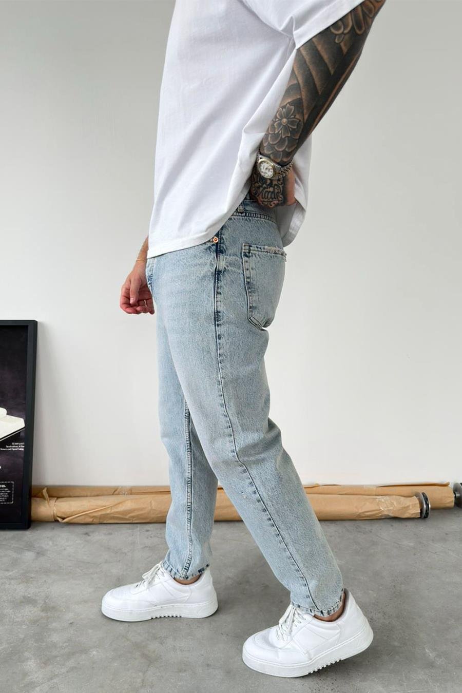 Eskitme Buz Mavi Soft Degrade Boyfriend Pantolon