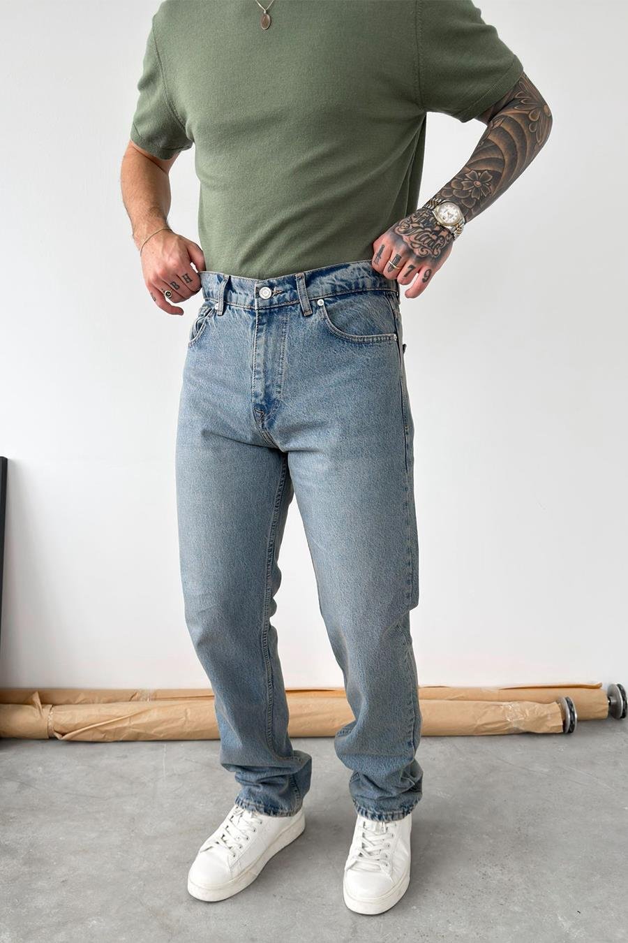 Eskitme Buz Mavi Soft Degrade Regular Pantolon