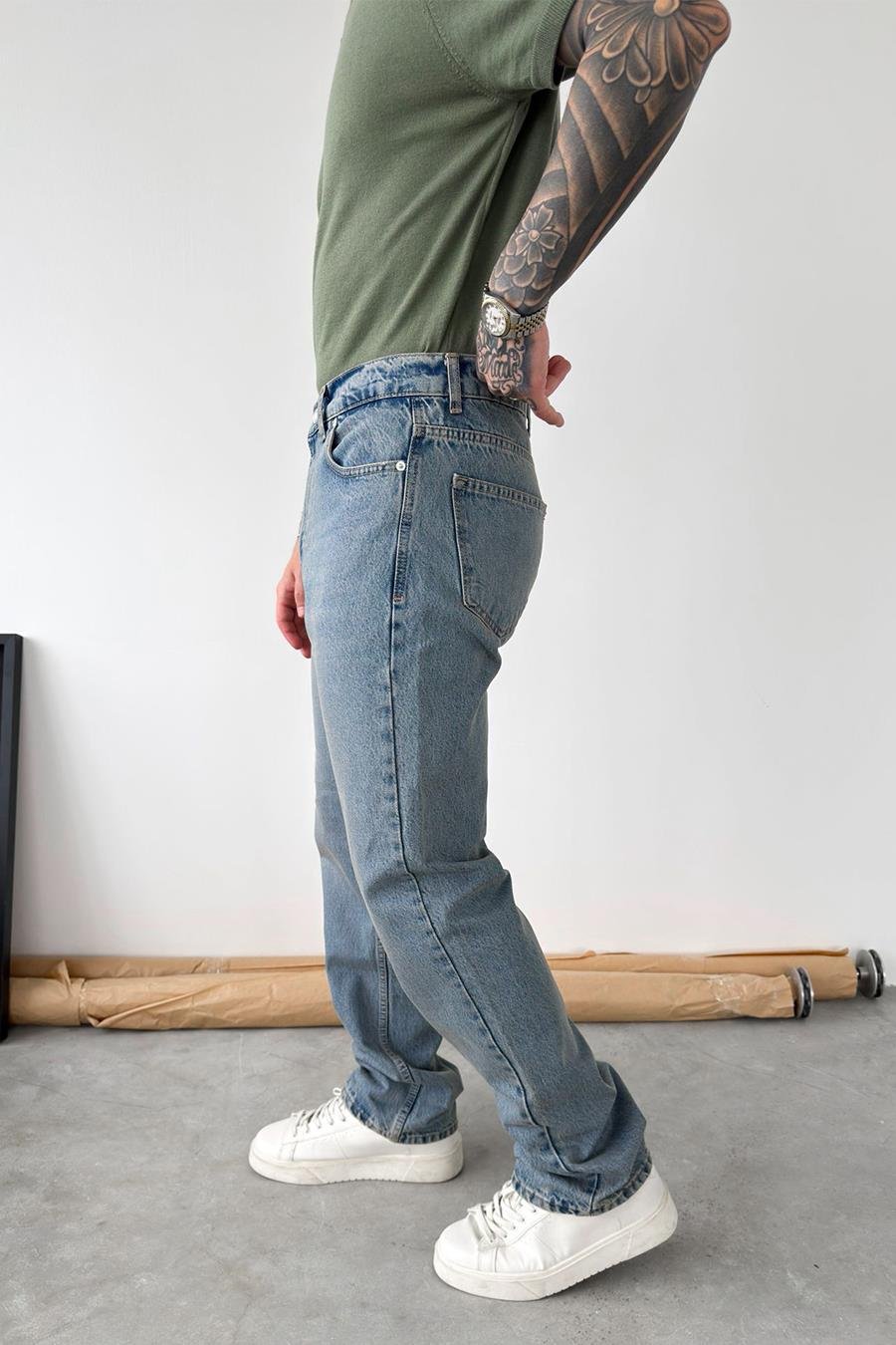 Eskitme Buz Mavi Soft Degrade Regular Pantolon