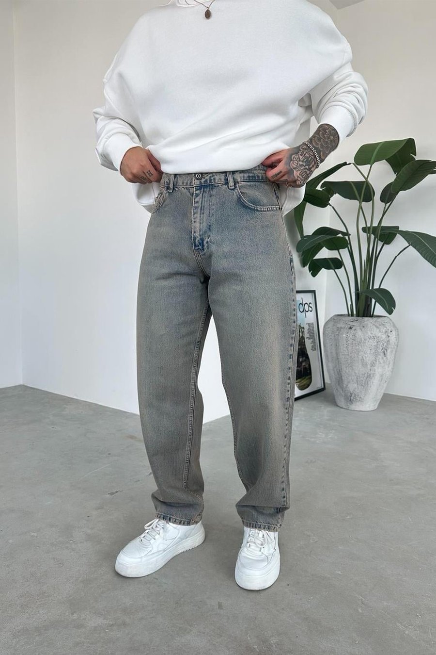 Eskitme Mavi Basic Regular Pantolon