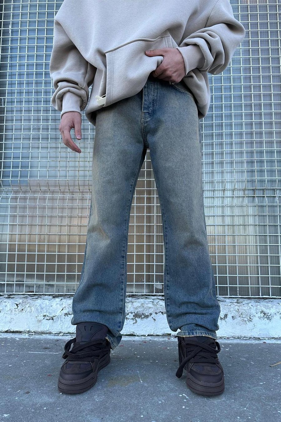 Eskitme Mavi Eskitme Soft Mavi B8 GD Baggy Pantolon