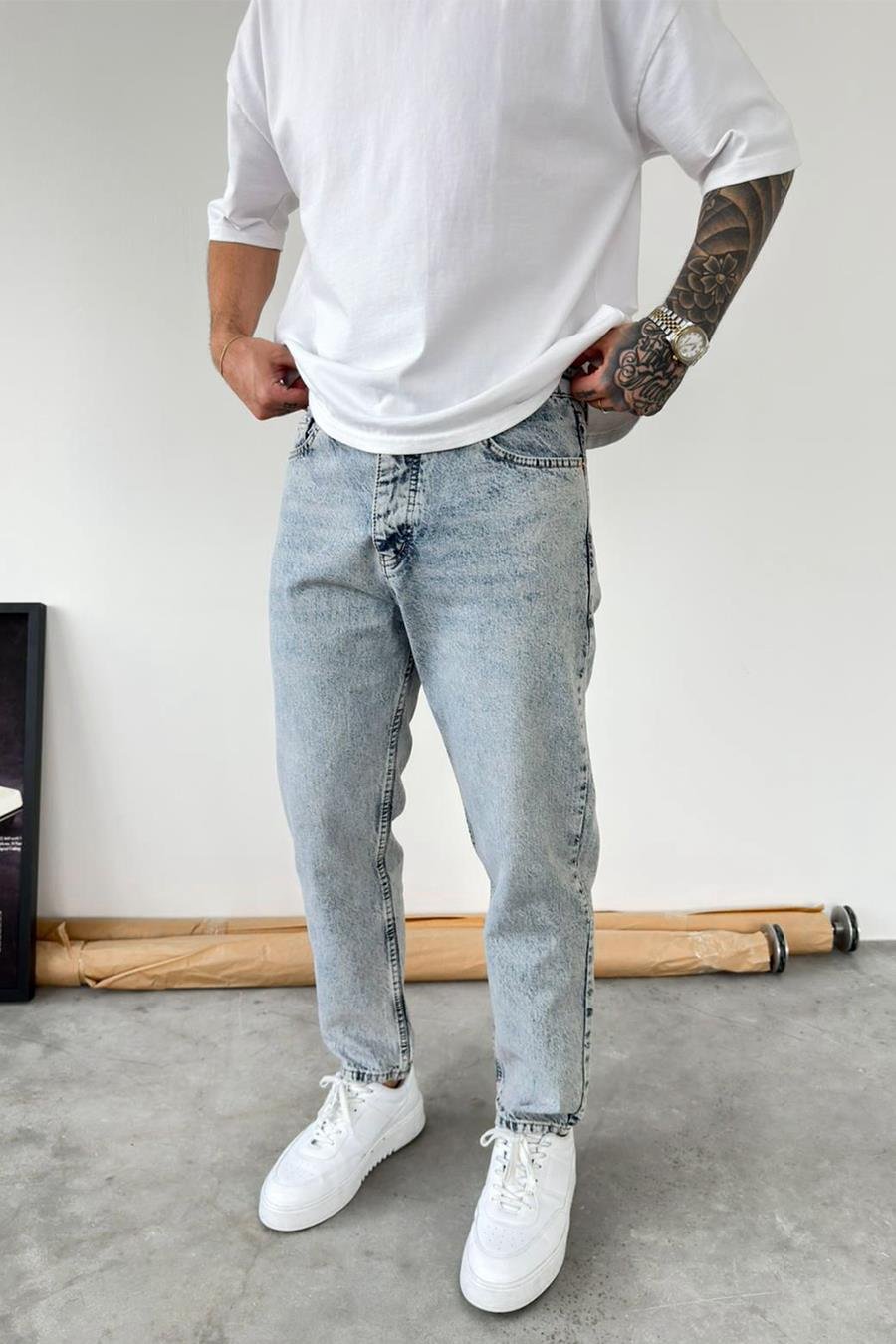 Eskitme Mavi Soft Degrade Boyfriend Pantolon