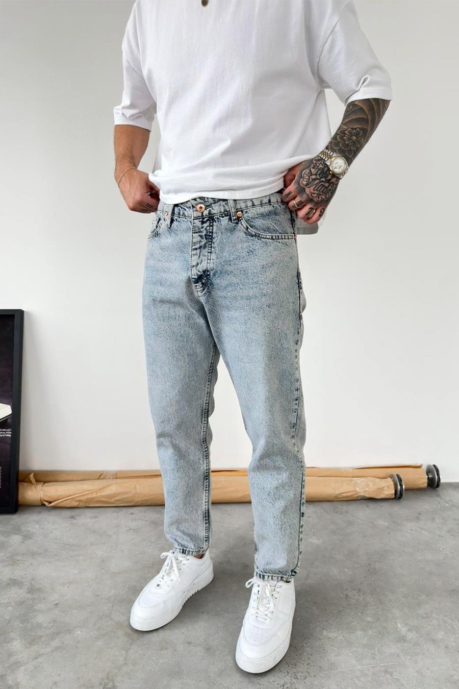 Eskitme Mavi Soft Degrade Boyfriend Pantolon