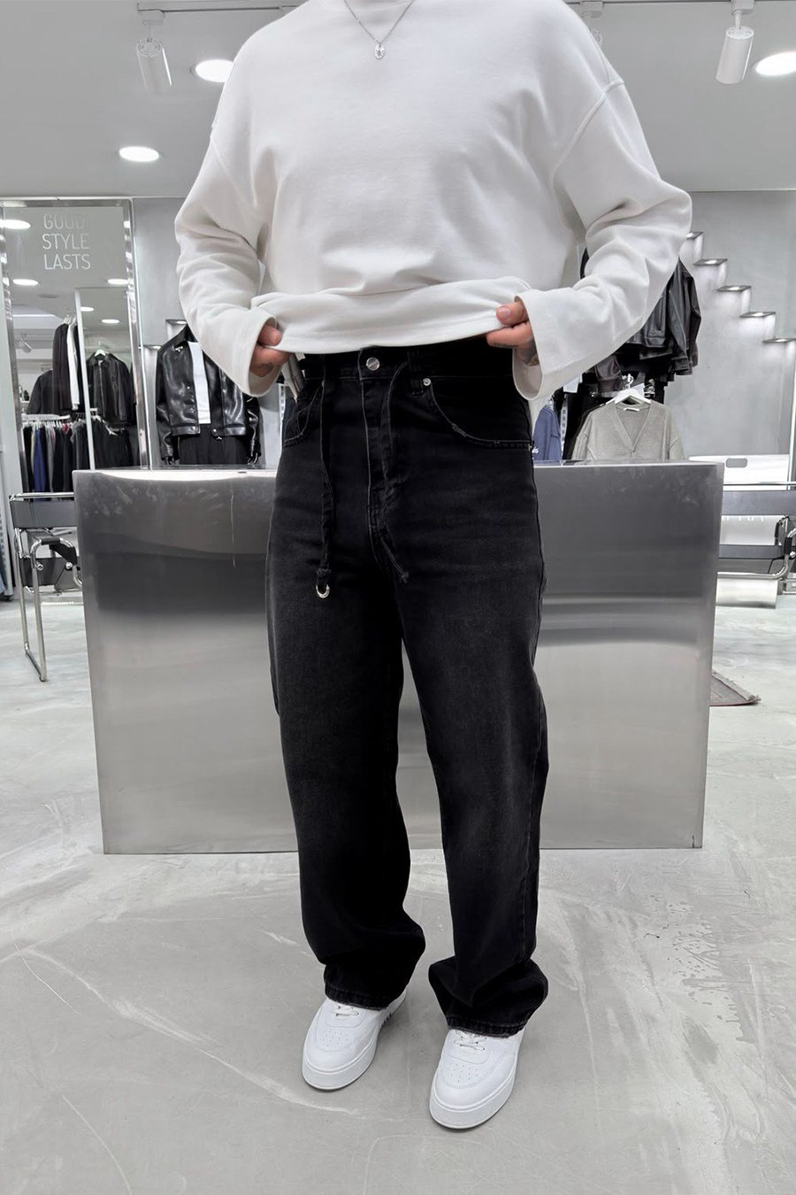 Füme Kemerli Basic Baggy Pantolon