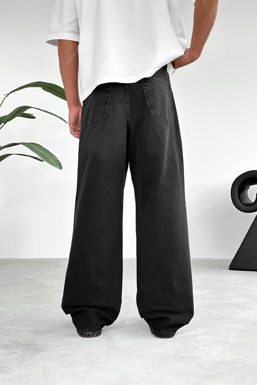 Füme Kemerli Basic Ekstra Bol Baggy Pantolon