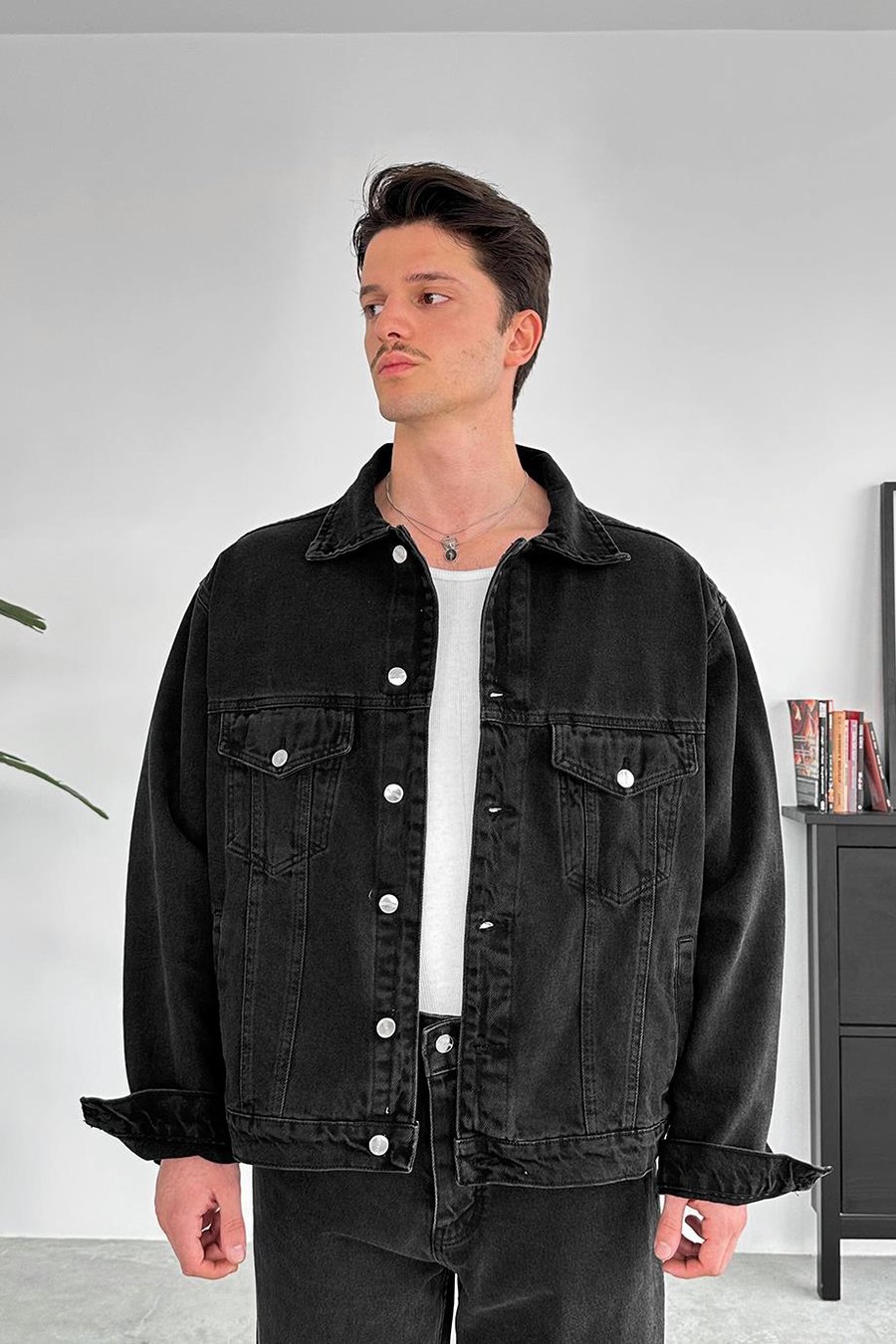 Füme Tasarım Cepli Oversize Kot Ceket