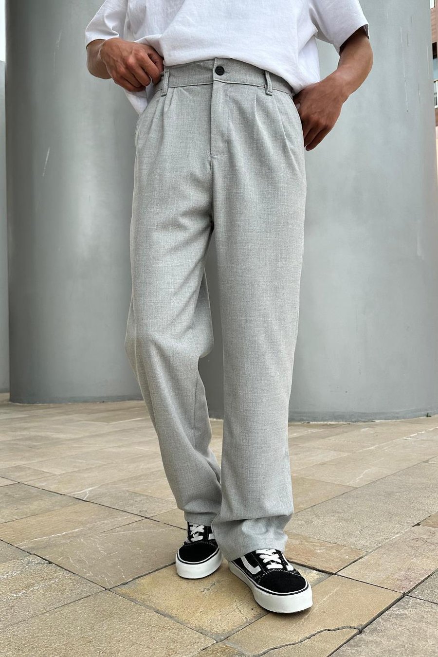 Gri Basic Kumaş A9 DL Baggy Pantolon
