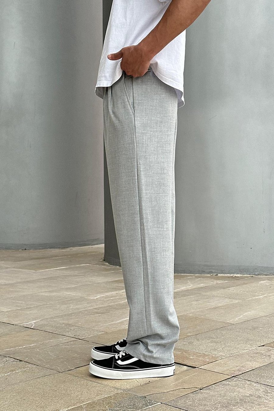 Gri Basic Kumaş A9 DL Baggy Pantolon