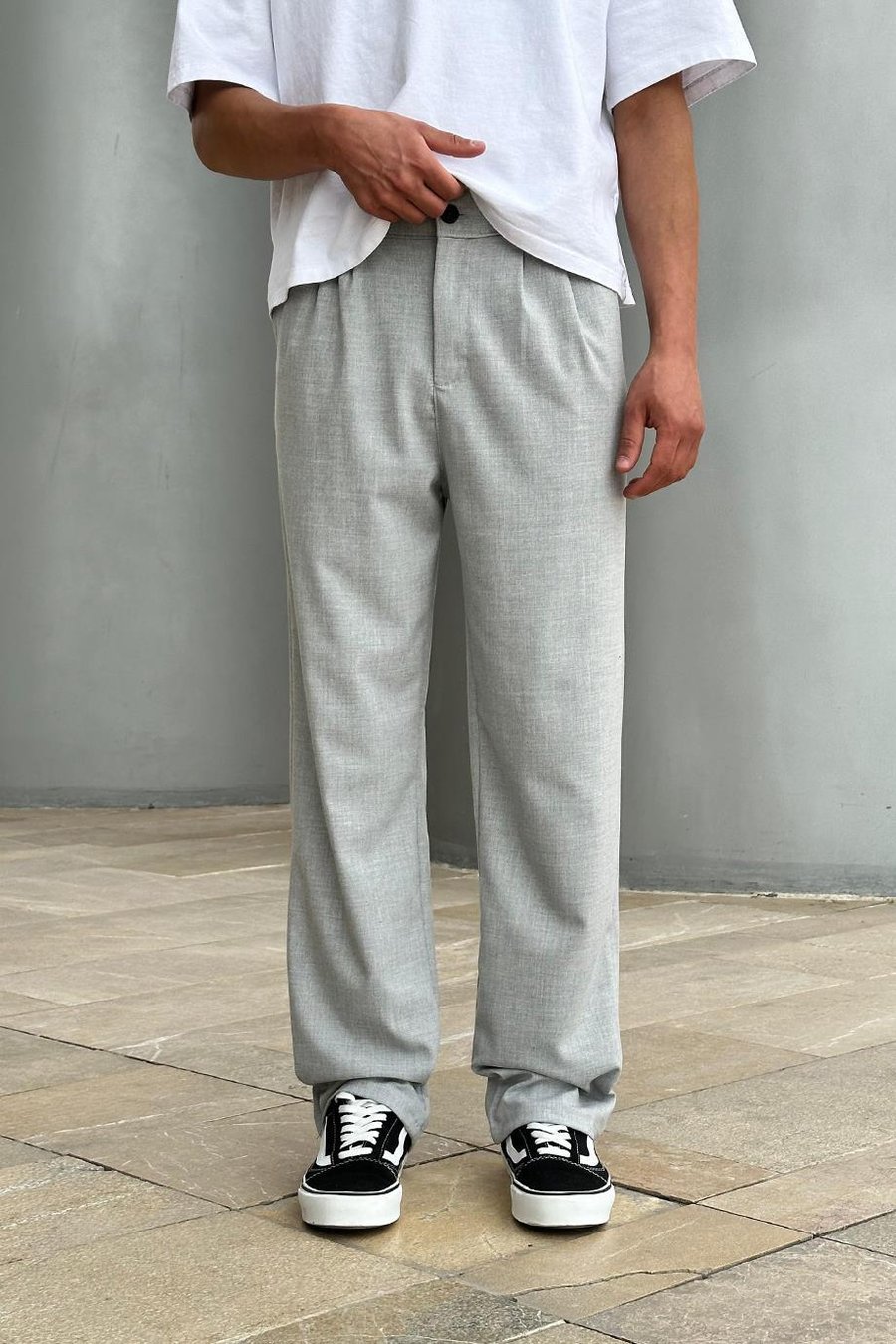 Gri Basic Kumaş A9 DL Baggy Pantolon