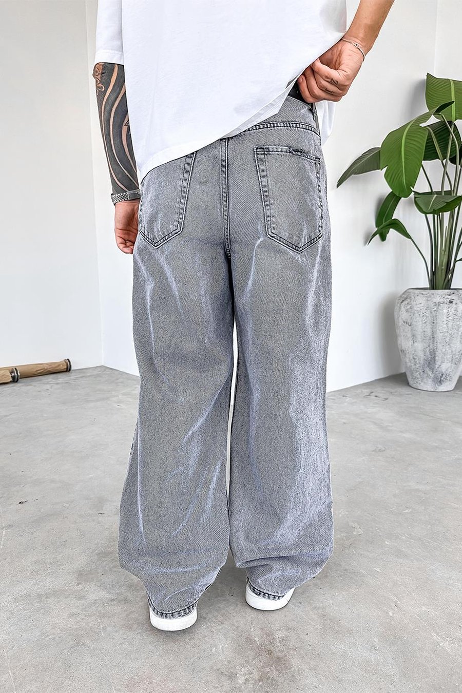 Gri Basic Old School Baggy Pantolon
