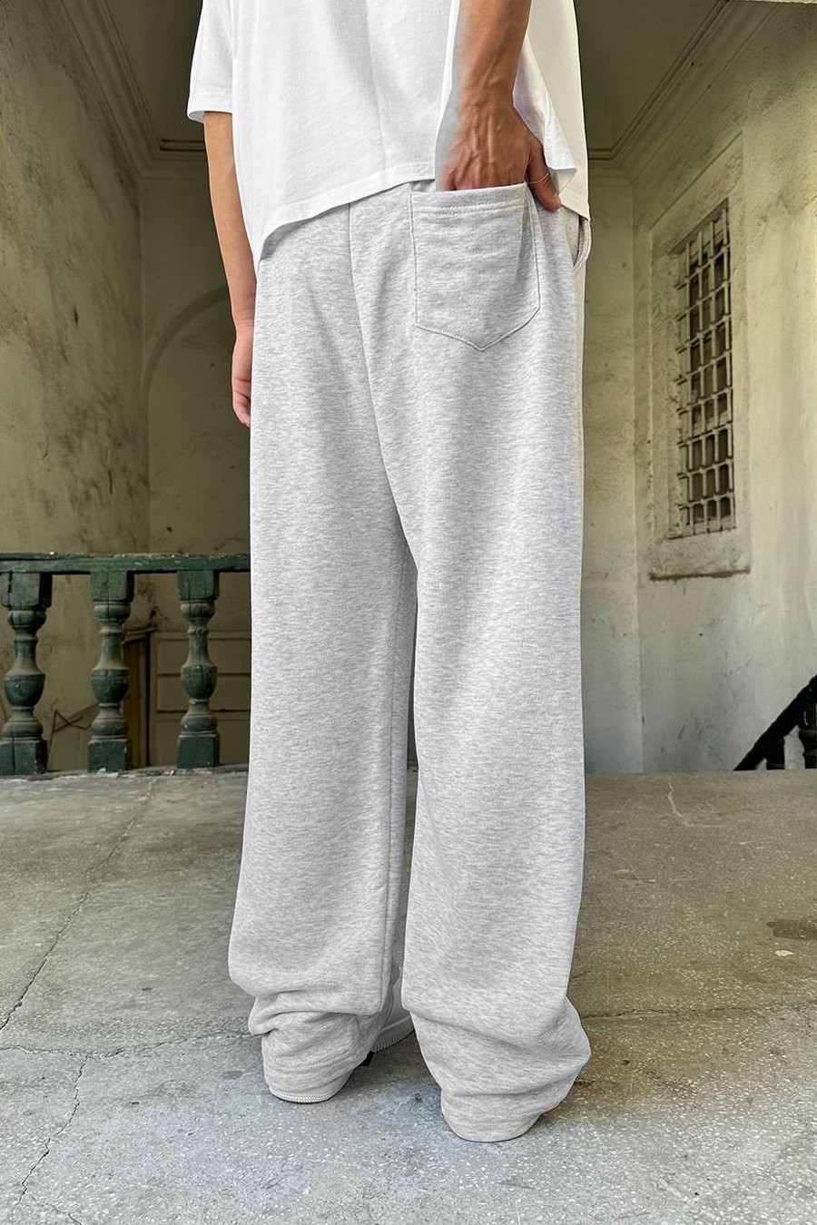 Gri Basic OUTPLENTY PREMİUM Paçası Ayarlanabilir Baggy Eşofman