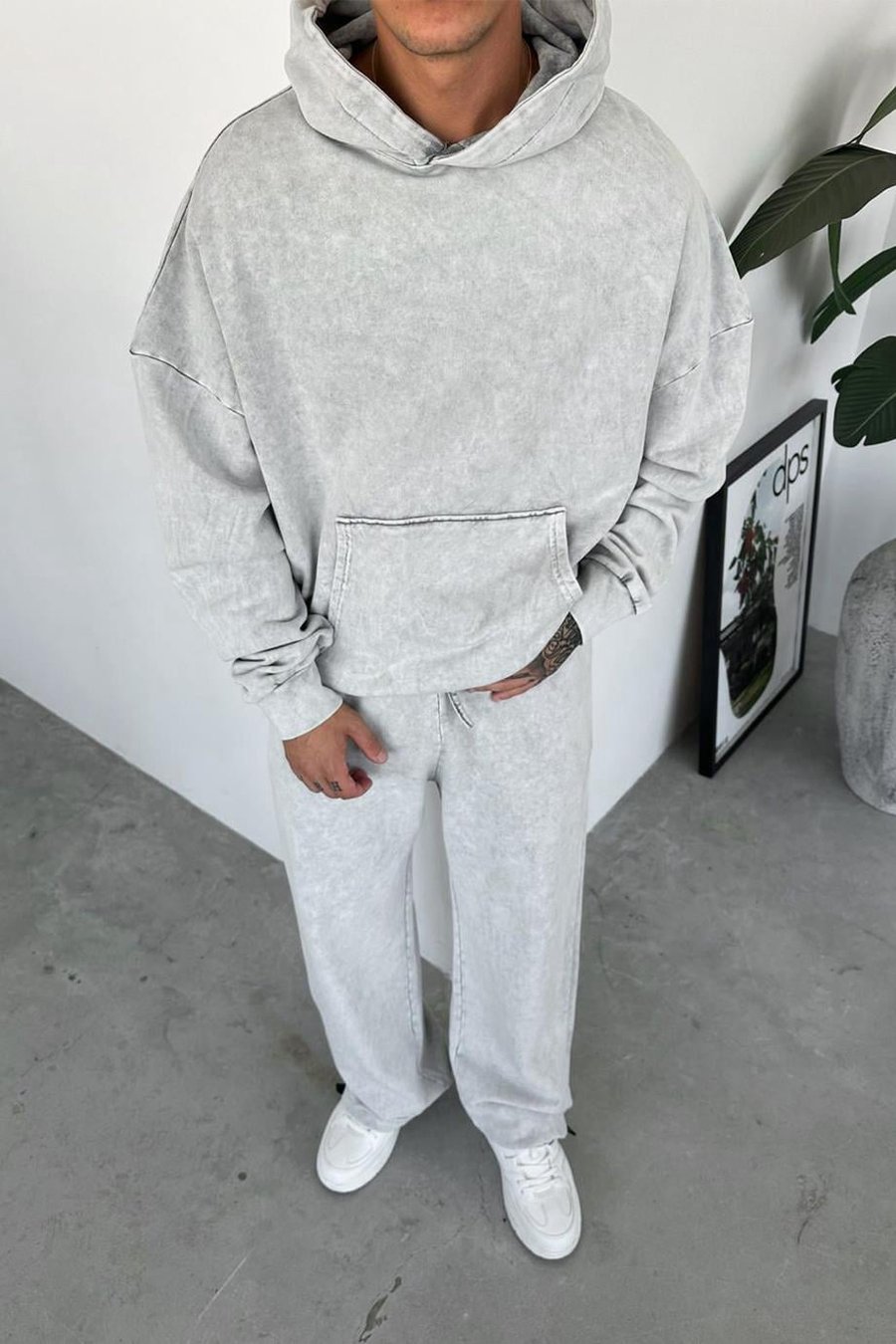 Gri Basic Yıkamalı Oversize Sweatshirt