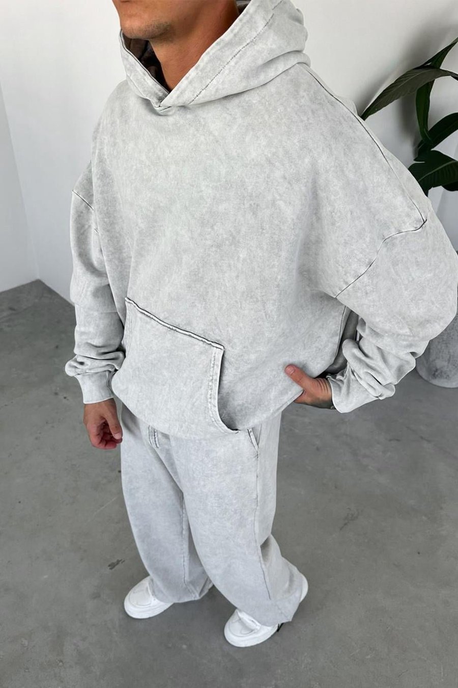 Gri Basic Yıkamalı Oversize Sweatshirt