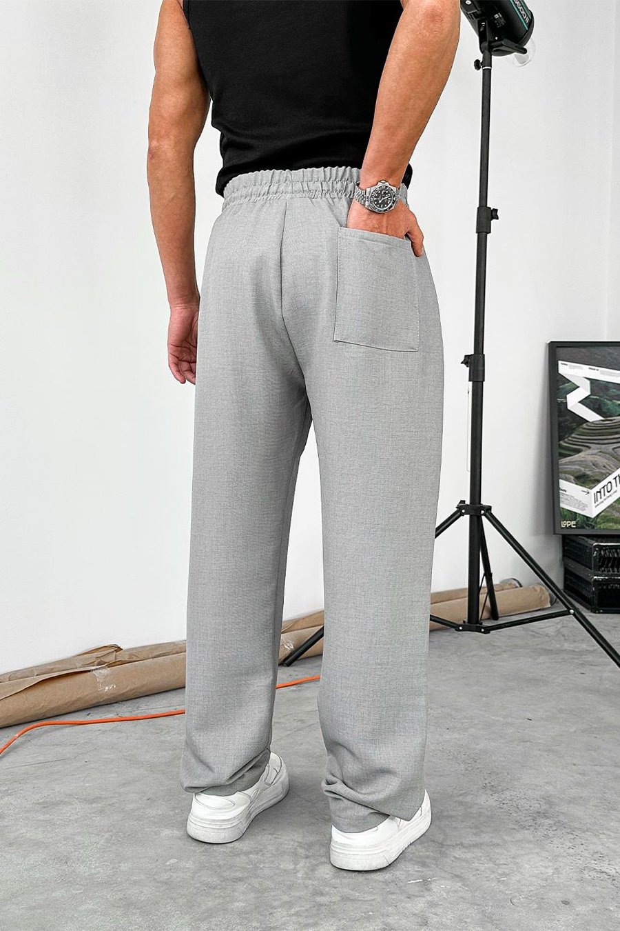 Gri Beli İpli Relaxed Pantolon