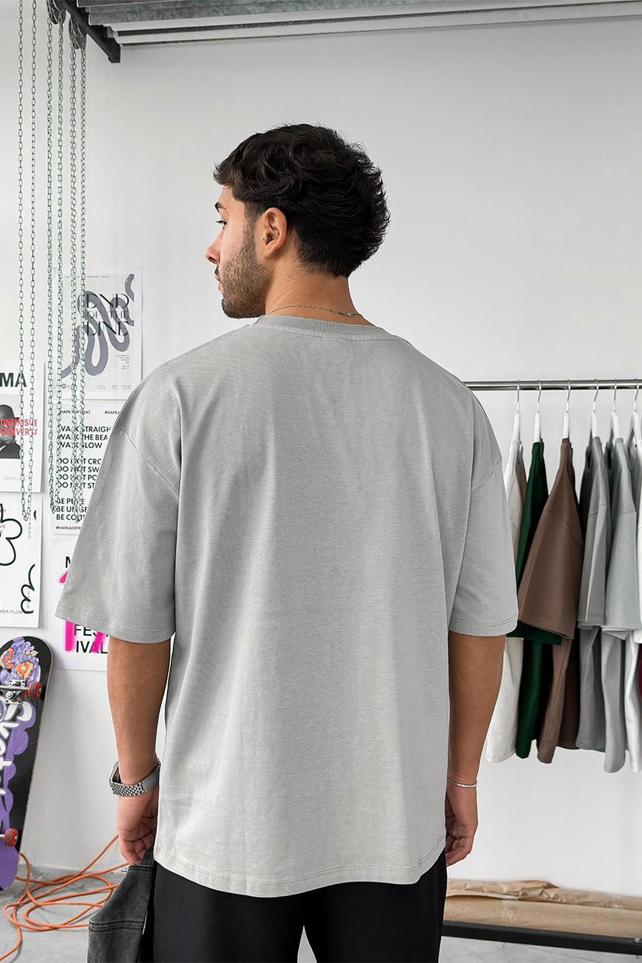 Gri Cozy Basic Soft Oversize Tişört