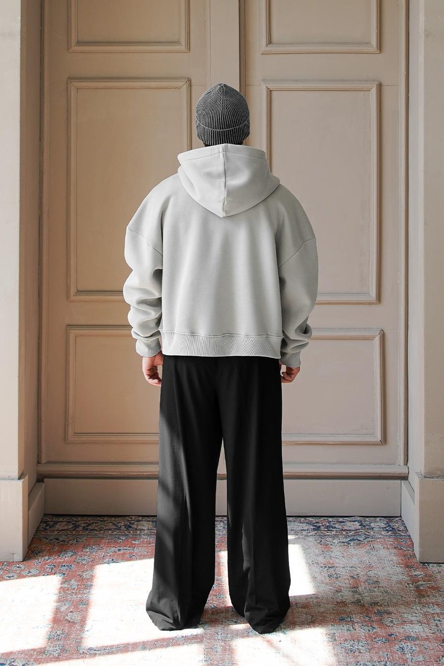 Gri Cozy Basic Tam Fermuar Oversize Sweatshirt