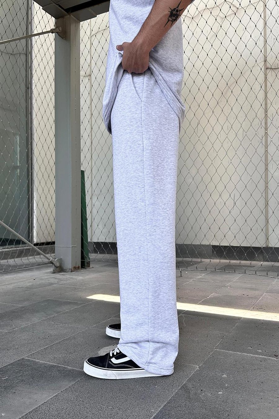 Gri Melanj 350GSM OUTPLENTY PREMİUM Paçası Ayarlanabilir Baggy Eşofman
