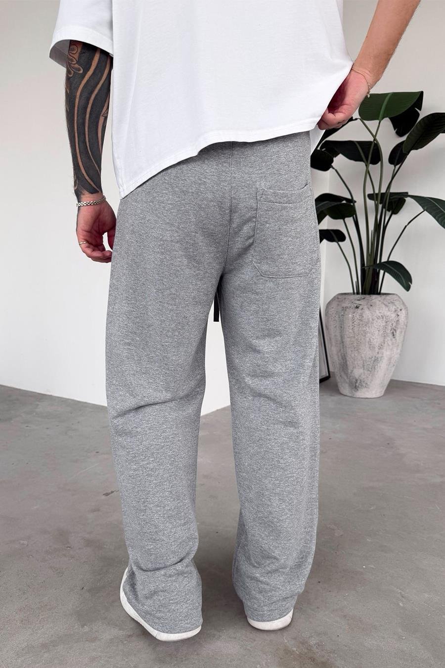 Gri Premium Patch Detay Baggy Eşofman
