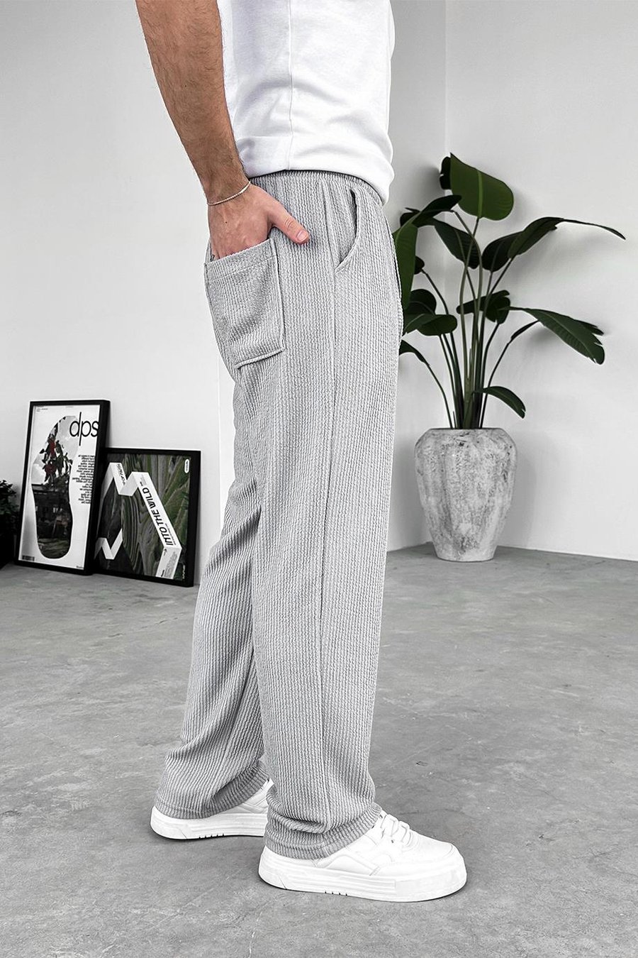 Gri Sandy Comfort Baggy Pantolon