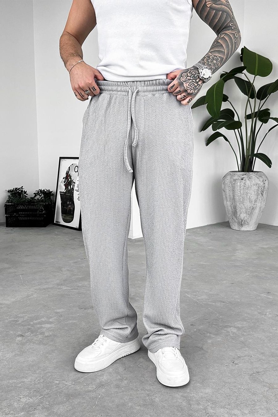 Gri Sandy Comfort Baggy Pantolon