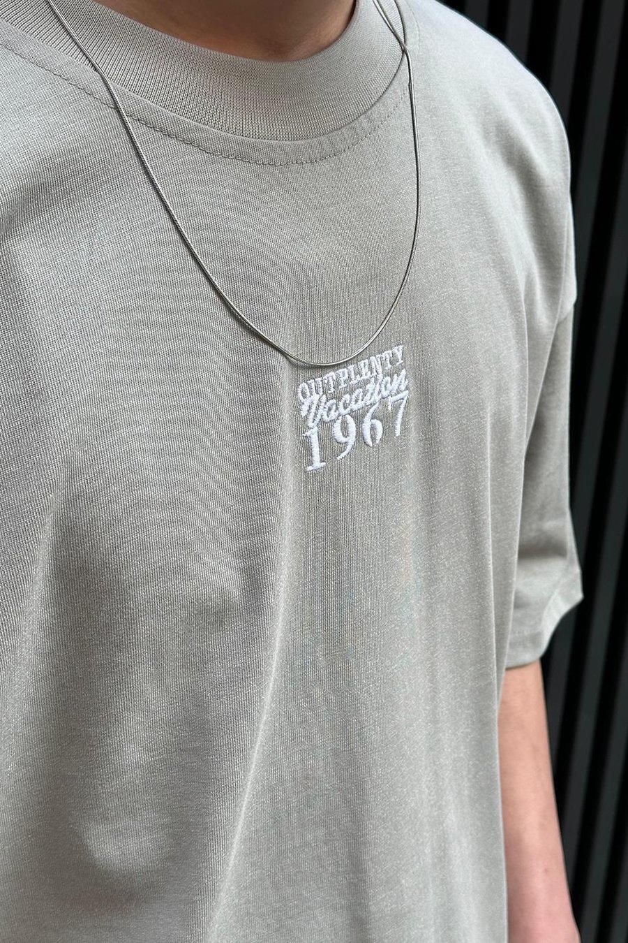 Gri Vacation 1967 Nakış Detay OUTPLENTY PREMİUM Oversize Tişört