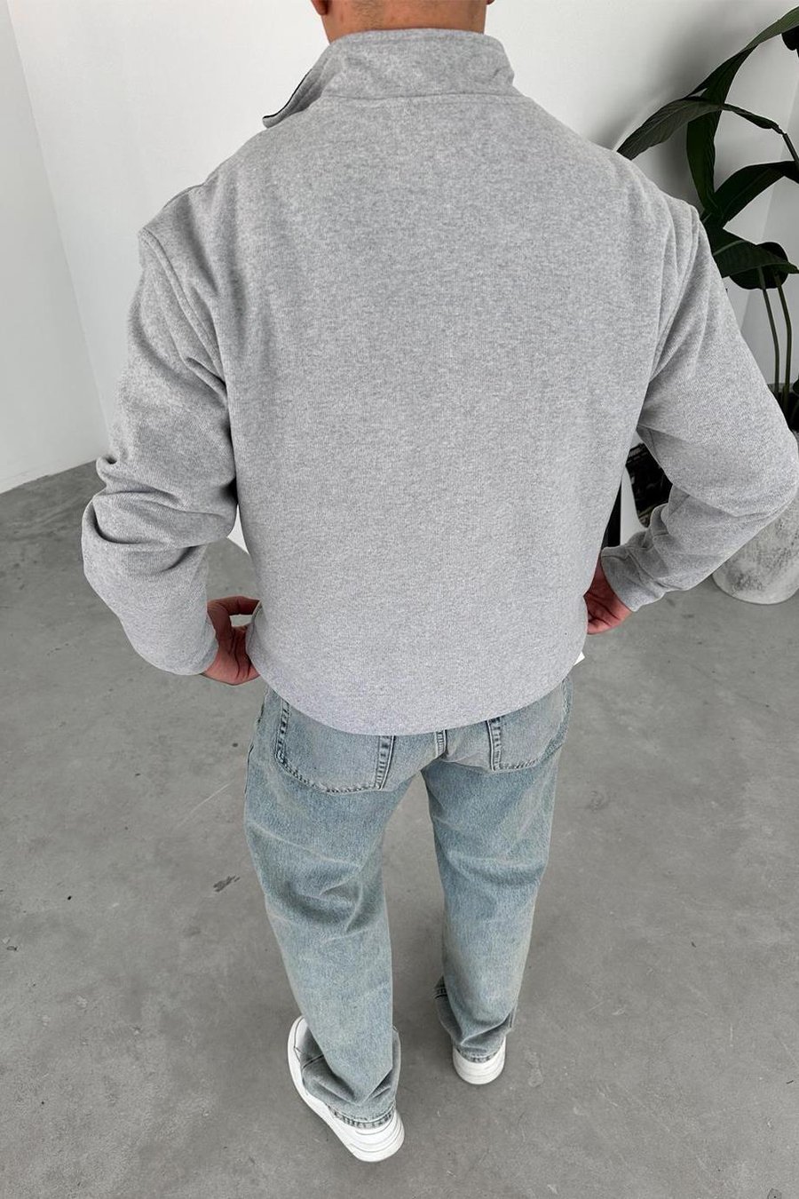 Gri Yacht Club Yarım Fermuar Relaxed Sweatshirt