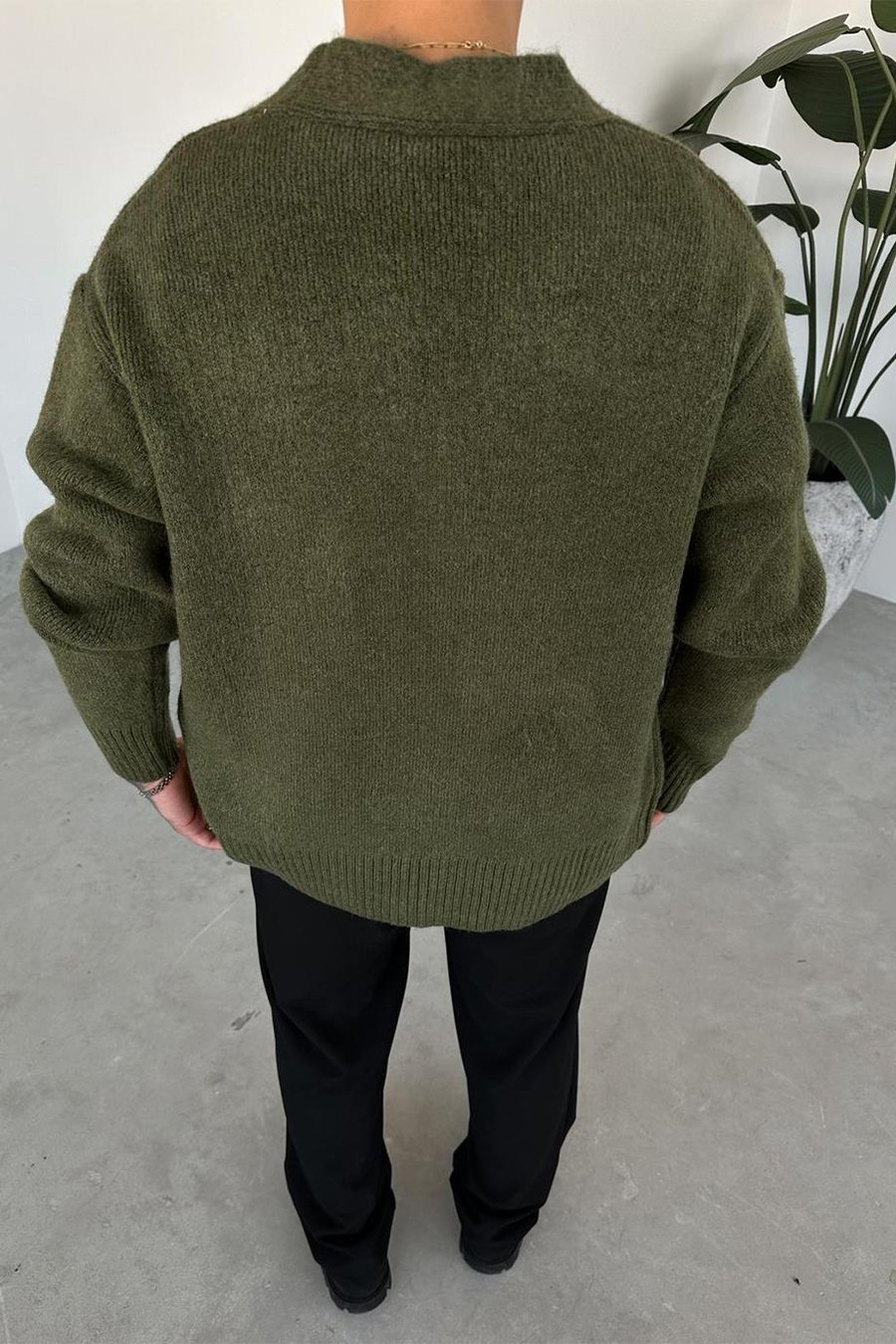 Haki Basic Soft Relaxed Hırka