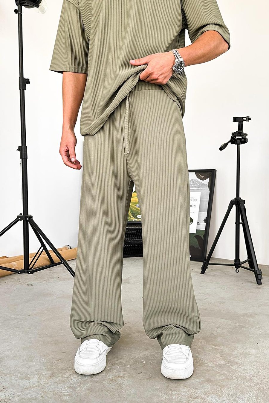 Haki Fitilli Baggy Pantolon