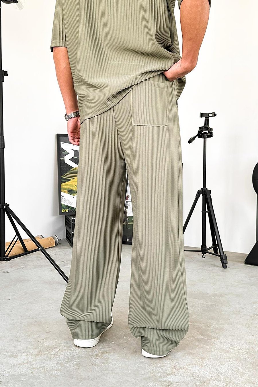 Haki Fitilli Baggy Pantolon