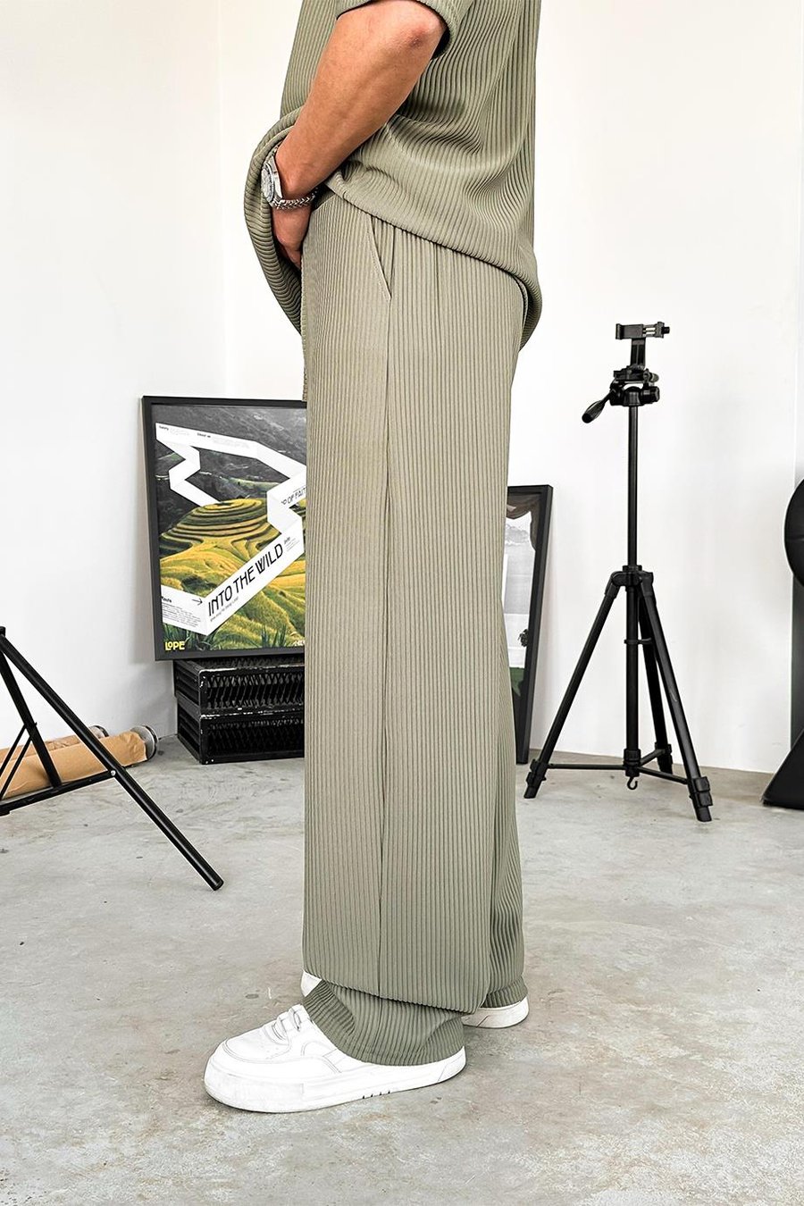 Haki Fitilli Baggy Pantolon