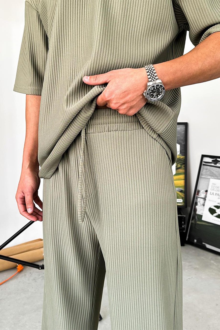 Haki Fitilli Baggy Pantolon
