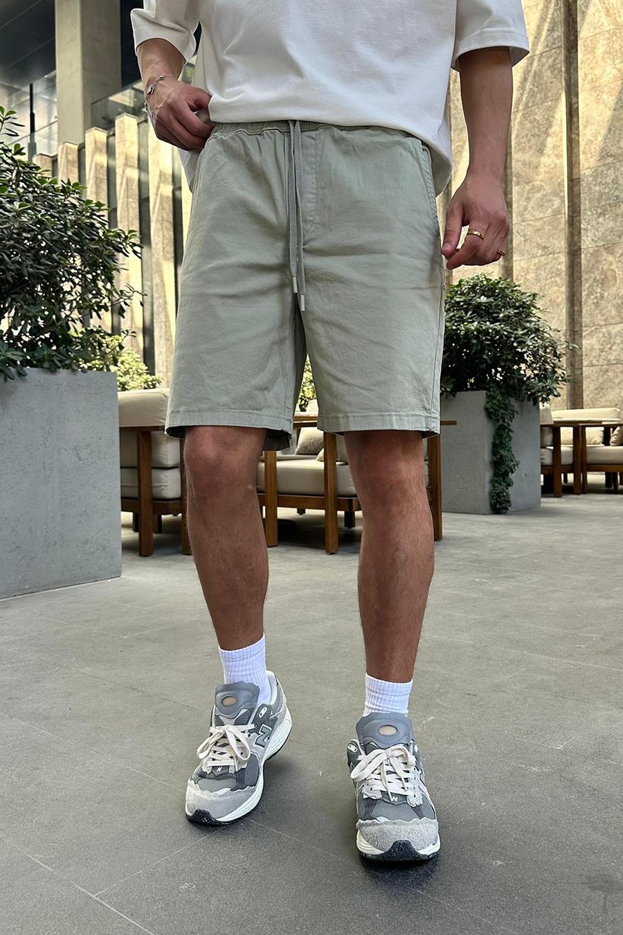 Haki Gabardin Basic 4Z DL Relaxed Fit Şort