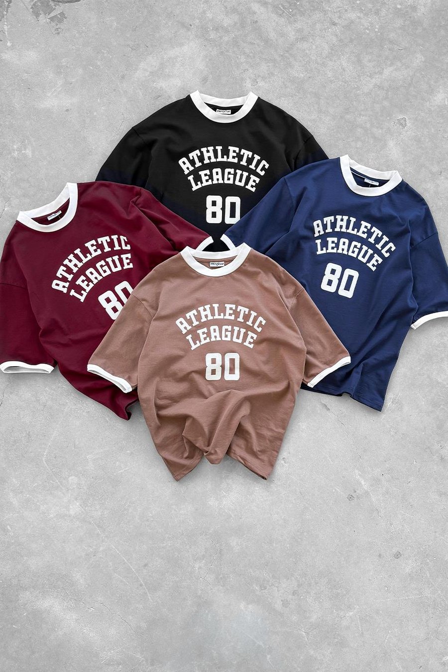 Kahverengi Atletic 80 Baskılı Oversize Tişört