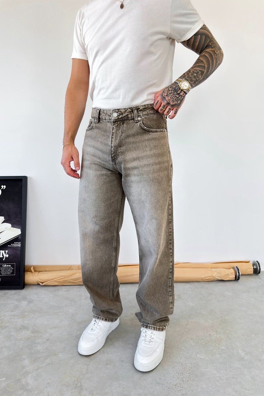 Kahverengi Basic Baggy Fit Pantolon
