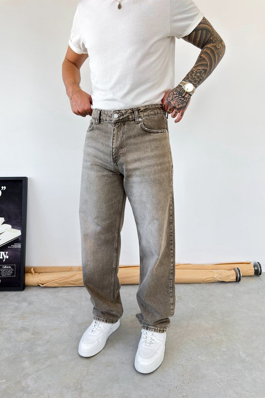 Kahverengi Basic Baggy Fit Pantolon