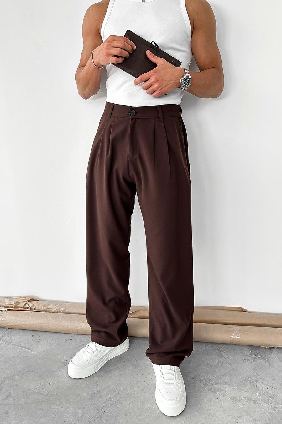 Kahverengi Basic Premium Kumaş Pantolon
