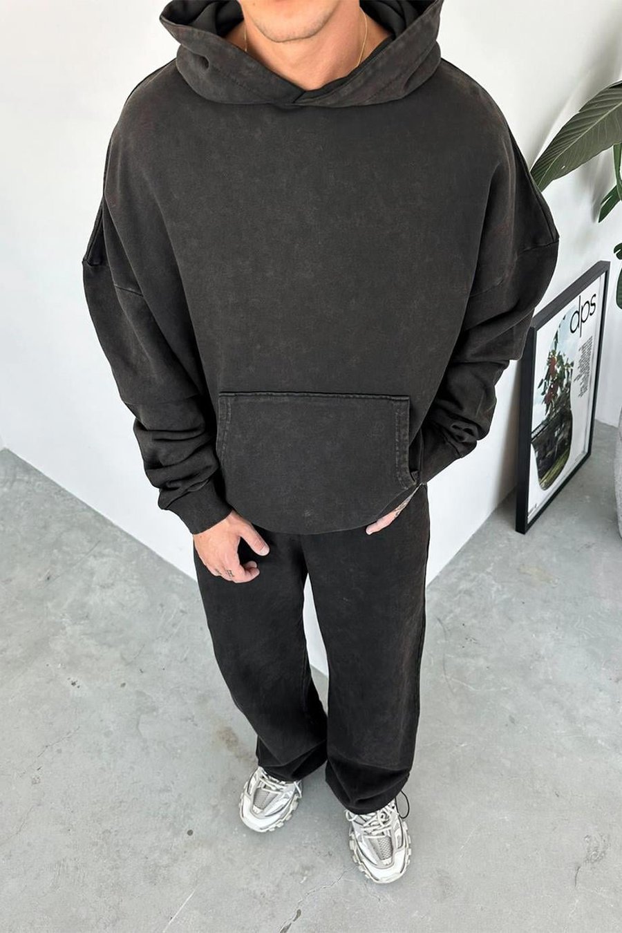 Kahverengi Basic Yıkamalı Oversize Sweatshirt