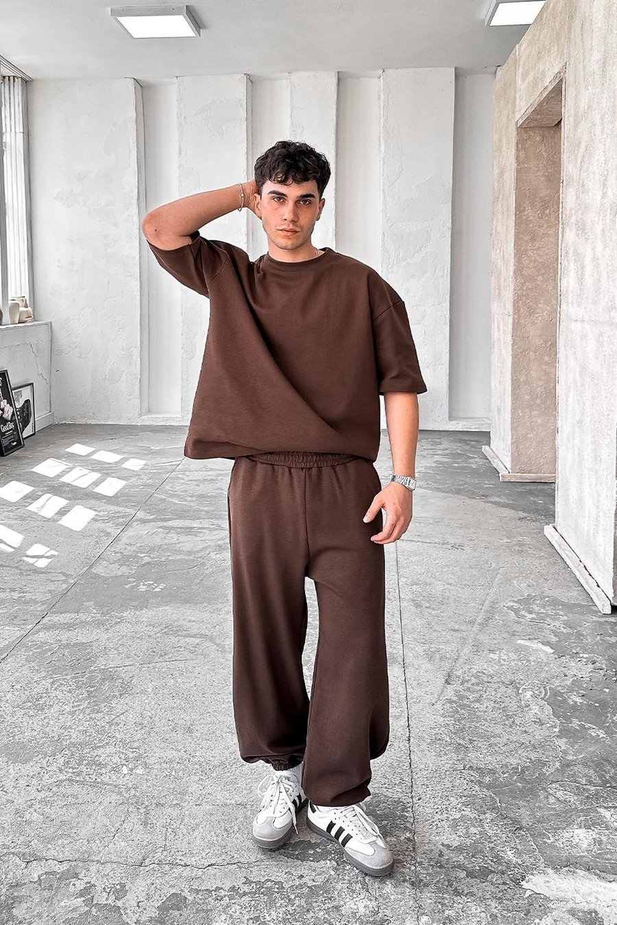 Kahverengi Cozy Premium Basic Paça Lastik Eşofman