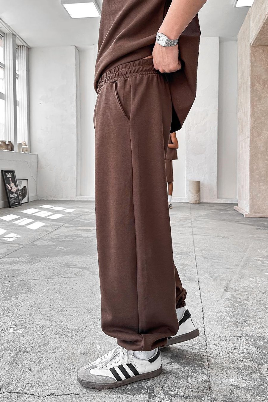 Kahverengi Cozy Premium Basic Paça Lastik Eşofman