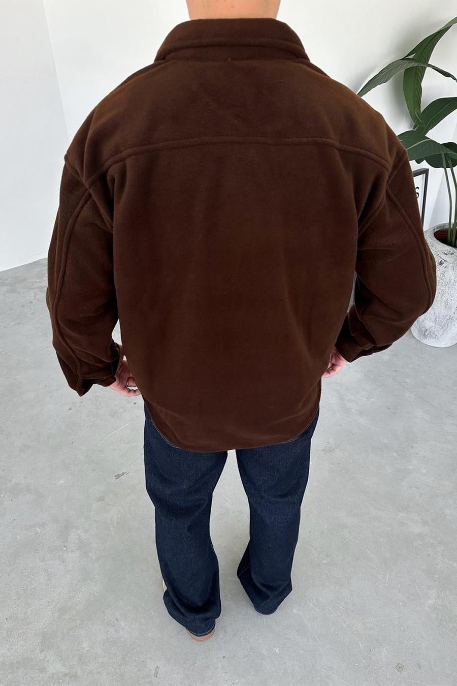 Kahverengi G Nakışlı Oversize Polar Gömlek