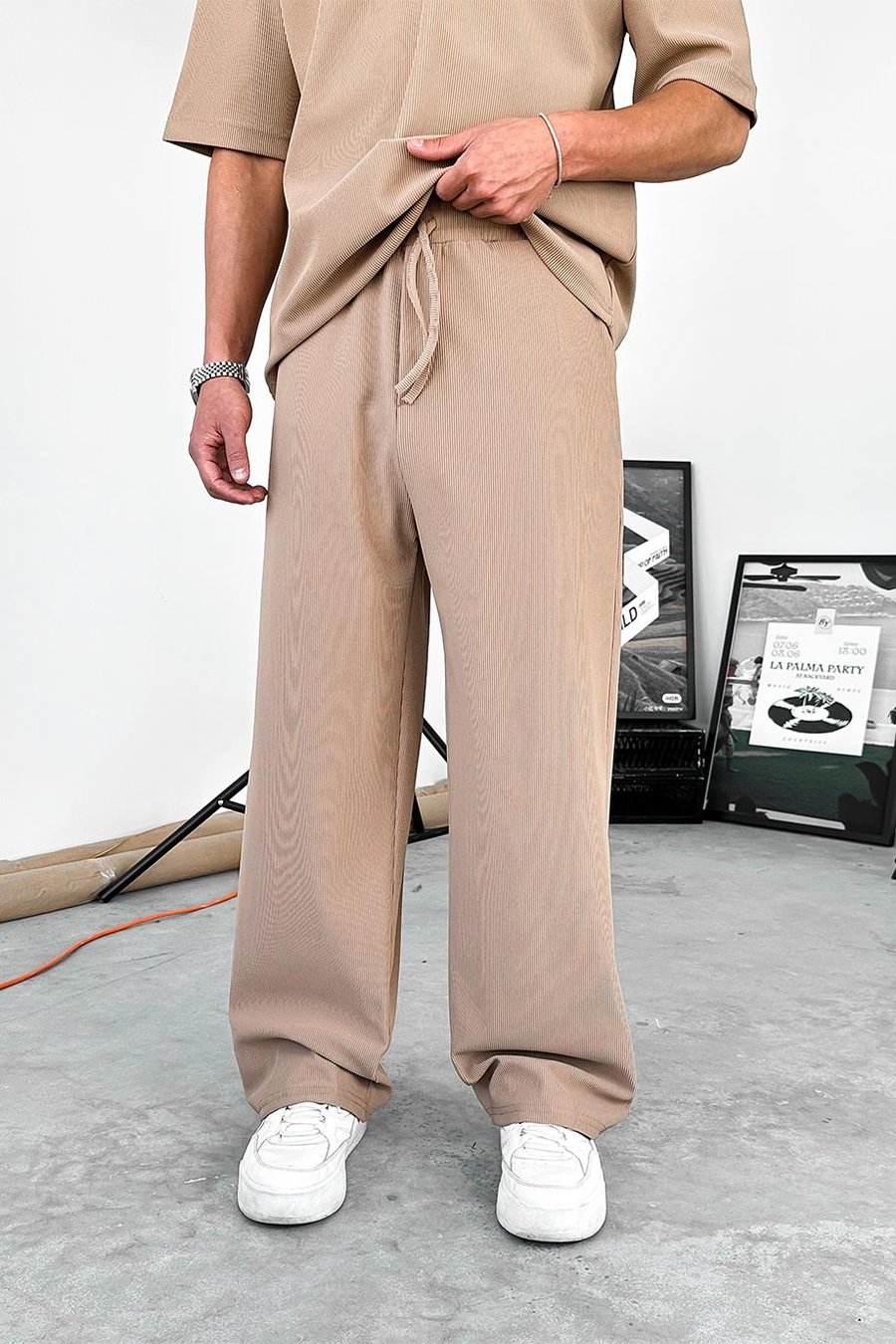Kahverengi İnce Fitilli Baggy Pantolon
